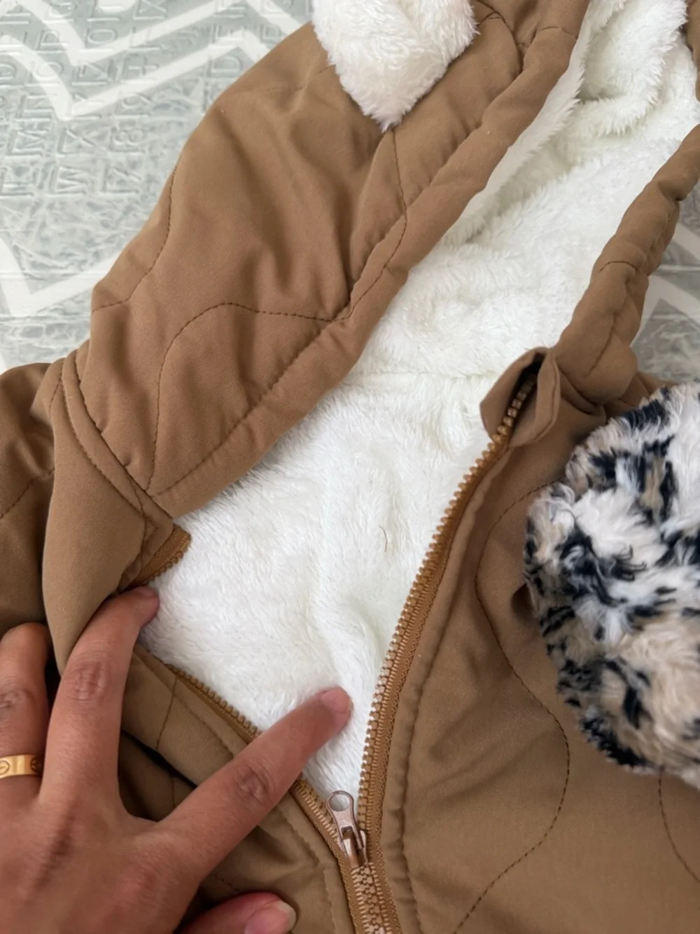 Toddler Brown Quilted Hooded One-Piece Snowsuit bundle
